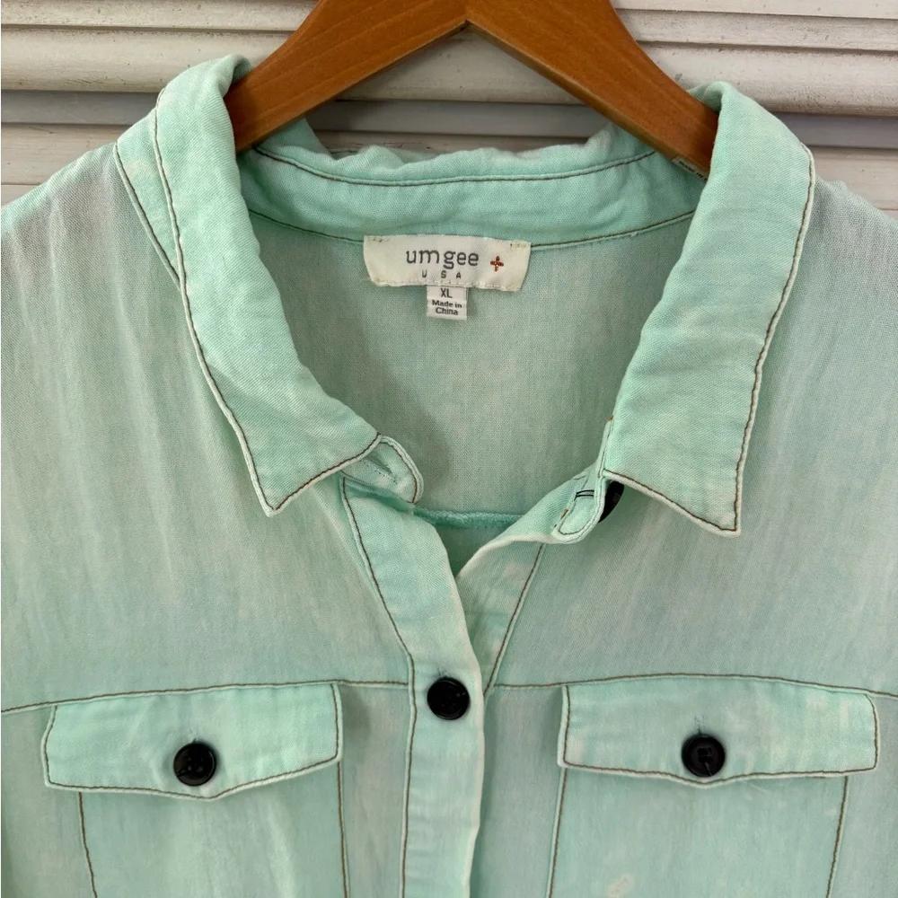 Umgee Mint Green Mineral Wash Dress - Picture 3 of 4